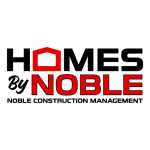 Lake Fork News Logo for HOMES By NOBLE, a local builder serving East Texas, features bold red lettering with "NOBLE" prominently highlighted. The "O" in "HOMES" is stylized as a red house icon, symbolizing residential construction. Below, smaller text reads "NOBLE CONSTRUCTION MANAGEMENT," reflecting the company’s focus on custom homebuilding and management in the region. The design emphasizes Noble’s presence and expertise in East Texas home construction. Lake Fork, TX
