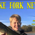 Lake Fork News A smiling boy displays a large fish by Lake Fork, trees behind him. Text: "Lake Fork News, Jan 2026, Volume 12~1, lakeforkfishon.com. Lake Fork, TX